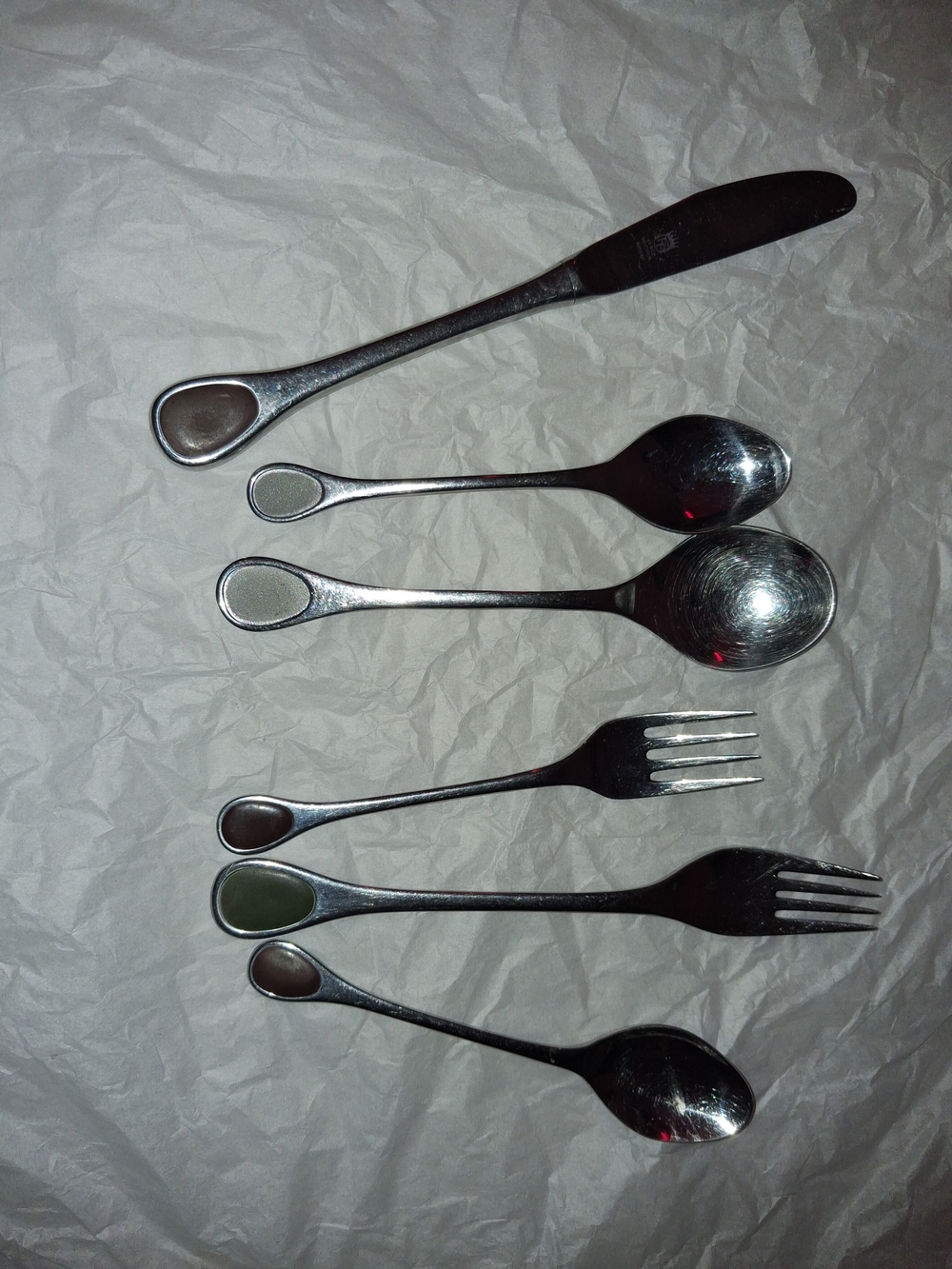 FΓΌrst & FΓΌrosil "Happy Day" Stainless Steel Flatware β Mixed Enamel Accent Lot β